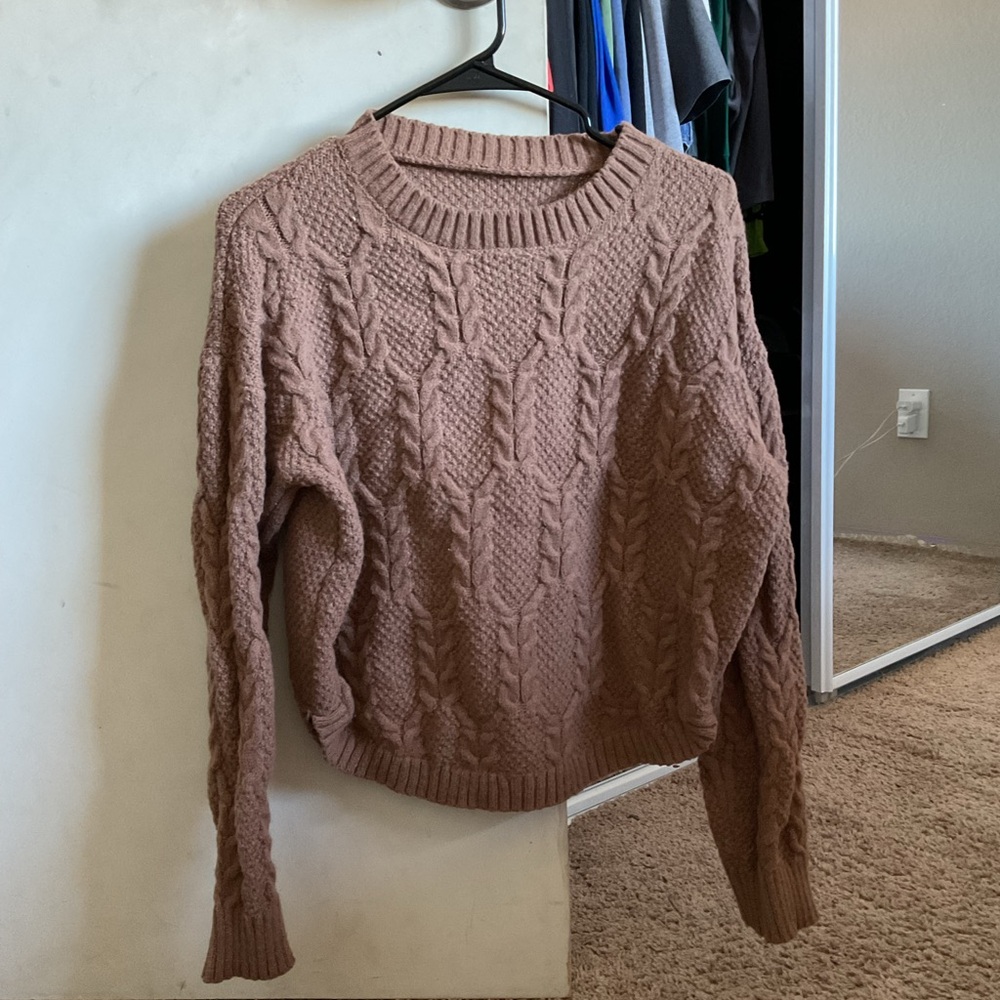 Women's Cable Knit Sweater - Brown